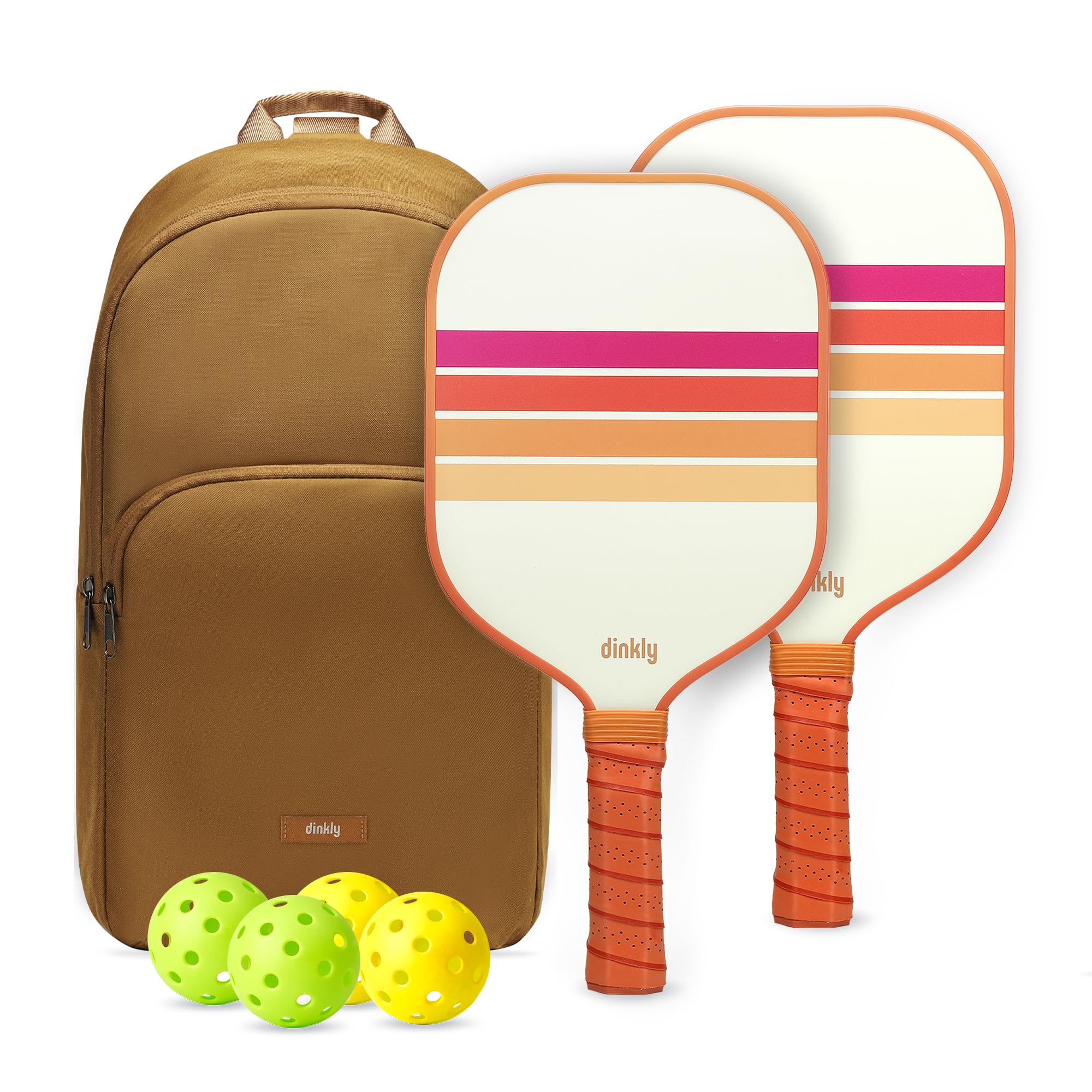 Dinkly Pickleball Paddles Set of 2, USAPA Approved Graphite/Fiberglass Pickleballs Racket, 2 Rackets, 4 Balls, 1 Protable Carry Bag, Pickle Ball Set for Men Women, Beige Dawn Image