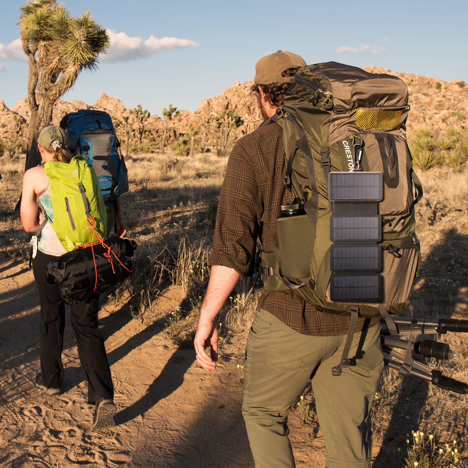 20000mAh Solar Charger with Dual 5V/2.4A Outputs and Quick Charge Type C 5V/3A Output/Input,Solar Power Bank with 4 Waterproof Foldable & Removable External Battery Pack,Works for Smartphone and More