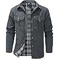 Mr.Stream Men's Lightweight Long Sleeved Snap Plaid Western Cowboy Flannel Lined Shirts Jackets