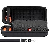 co2CREA Hard Travel Case Replacement for JBL Charge 4 / Charge 5 Waterproof Bluetooth Speaker (Black Case)