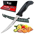 Cipsir Fillet Knife For Fish and Meat - Curved Salty Water-Resistant Made of German Steel 7 inch Blade with Sheath, Sharpener and Gift Box, Ideal for Filleting and Deboning Indoor or Outdoor
