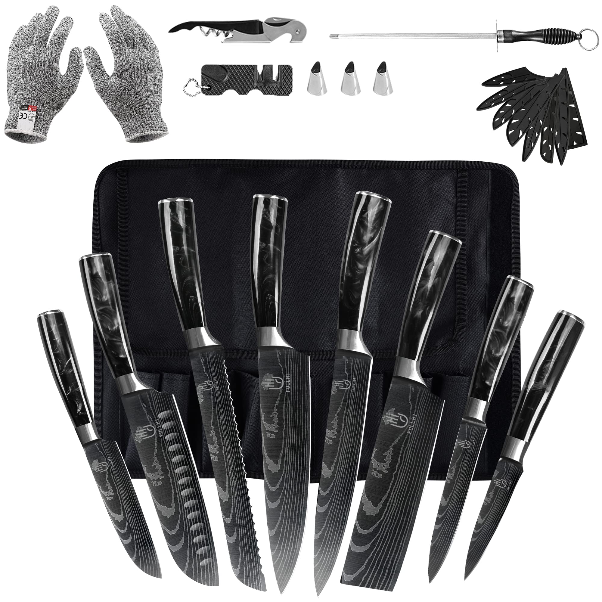 FULLHI Knife Set, 14pcs Japanese Knife Set, Premium