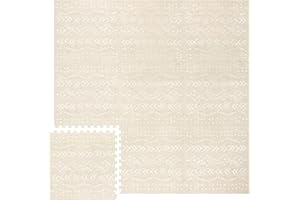 Lillefolk Baby Play Mat for Floor – 6x6ft Beige | Soft Non Toxic Premium EVA Foam Tiles for Tummy Time, Crawling & Playroom – Waterproof for Hard Floors Mat for Babies & Toddlers (9 Tiles)