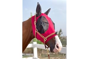 TGW RIDING Horse Fly Mask Super Comfort Horse Fly Mask Elasticity Fly Mask with Ears We Only Make Products That Horses Like… (Red, M)
