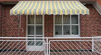 Amazon.de: Leco Balkon Klemm-Fallarmmarkise (295x120, gelb/grau/weiß