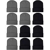 Zhanmai 12 Pack Winter Beanie Hats for Men Women Beanie Bulk, Warm Knitted Cuffed Cozy Skull Cap