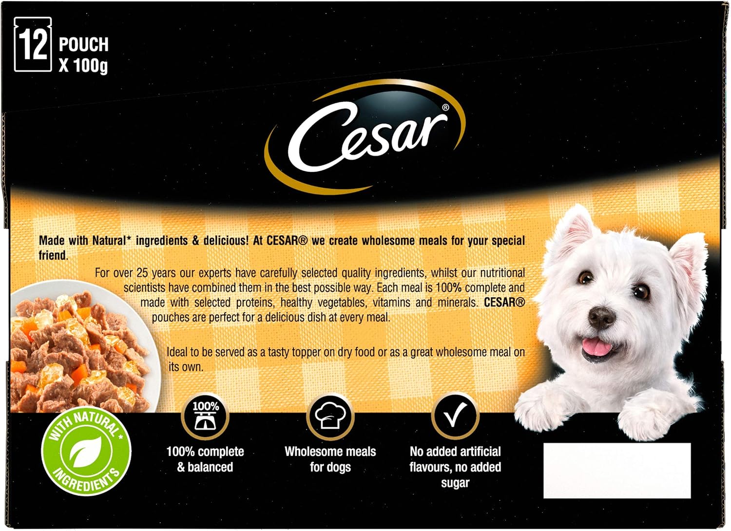 CESAR Pouch Selection in Jelly, Fresh Adult Wet Dog Food Pouches in Delicious Jelly with Succulent Meats and Vegetables, 48 x 100 g - Image 3