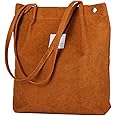 Corduroy Tote Bag Cute Tote Bags for Women Shoulder Bag with Inner Pocket for Work Beach Travel and Shopping Grocery