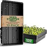 Yield Lab 10x20 Inch Black Plastic 10 Pack Plant Propagation Tray – Growing Trays for Garden, Planting, Seedling, Soil & Hydroponic Horticulture - Microgreen Trays Grow Plants - No Drain Holes