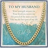 Soul Statement Cuban Link Chain Neckace for Men - Stainless Steel, Personalized Meaningful Message Card with Bible Verse on back, Promise to My Husband, Son, Dad, Boyfriend - Keepsake Box