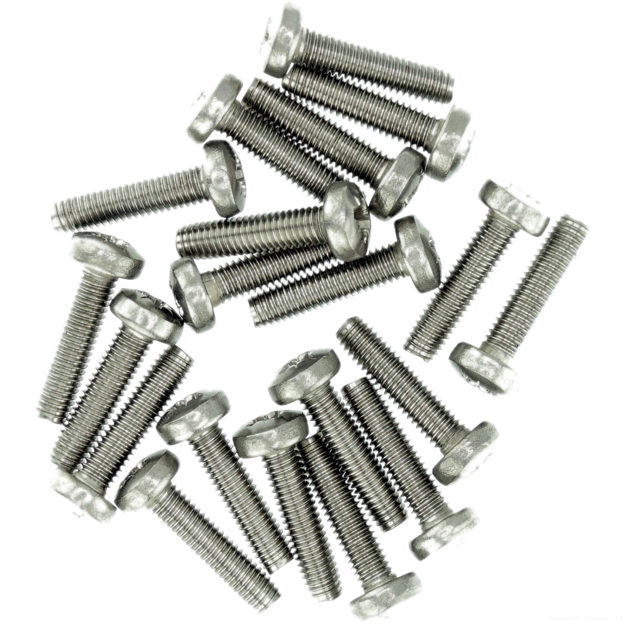 M3 (3mm x 12mm) Pozi Pan Thread Rolling Screw - Stainless Steel (A2) (Pack of 20)