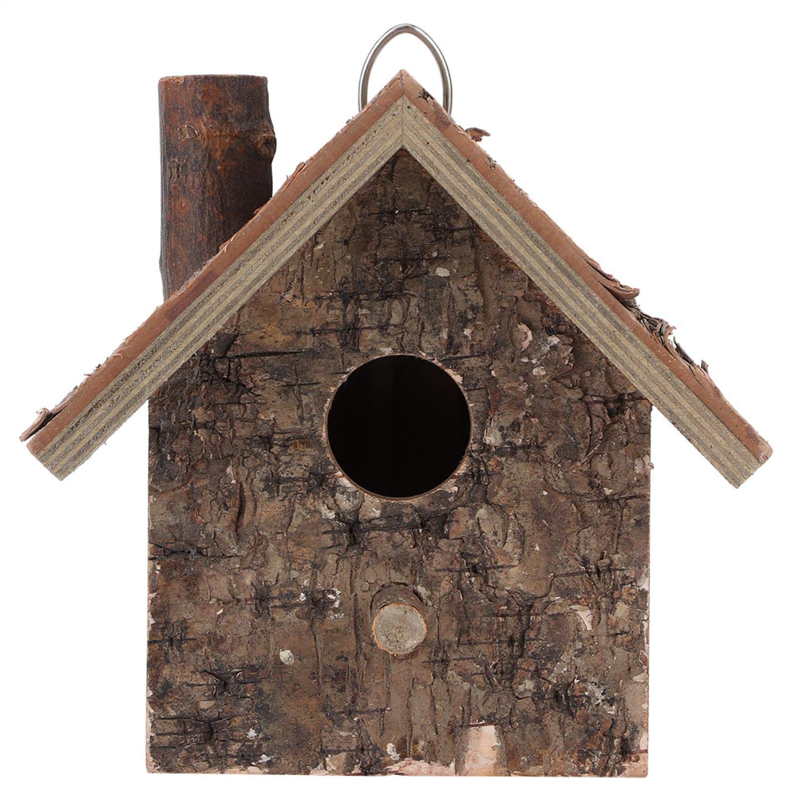Multipurpose Bird House Moisture Proof Hanging Type Natural Wooden BirdHouse Rustic Wood Barn Design DIY Craft Supplies for Bluebirds Finchs Chickadees Swallows Woodpeckers