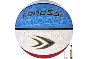 Longsail Full Size Basketball Rubber- Leather,Indoor-Outdoor-Pool,with Pump(Deflated)