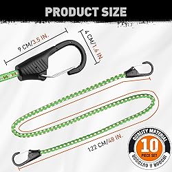 HORUSDY 10-Piece Heavy Duty Bungee Cords with Metal