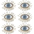 AHANDMAKER 6 Pcs Eye Beaded Patches for Clothes, 2.6x2.2 Inch Blue Evil Eye Sequined Patch Sew on Rhinestone Beaded Applique for Clothes Jackets Jeans Bags