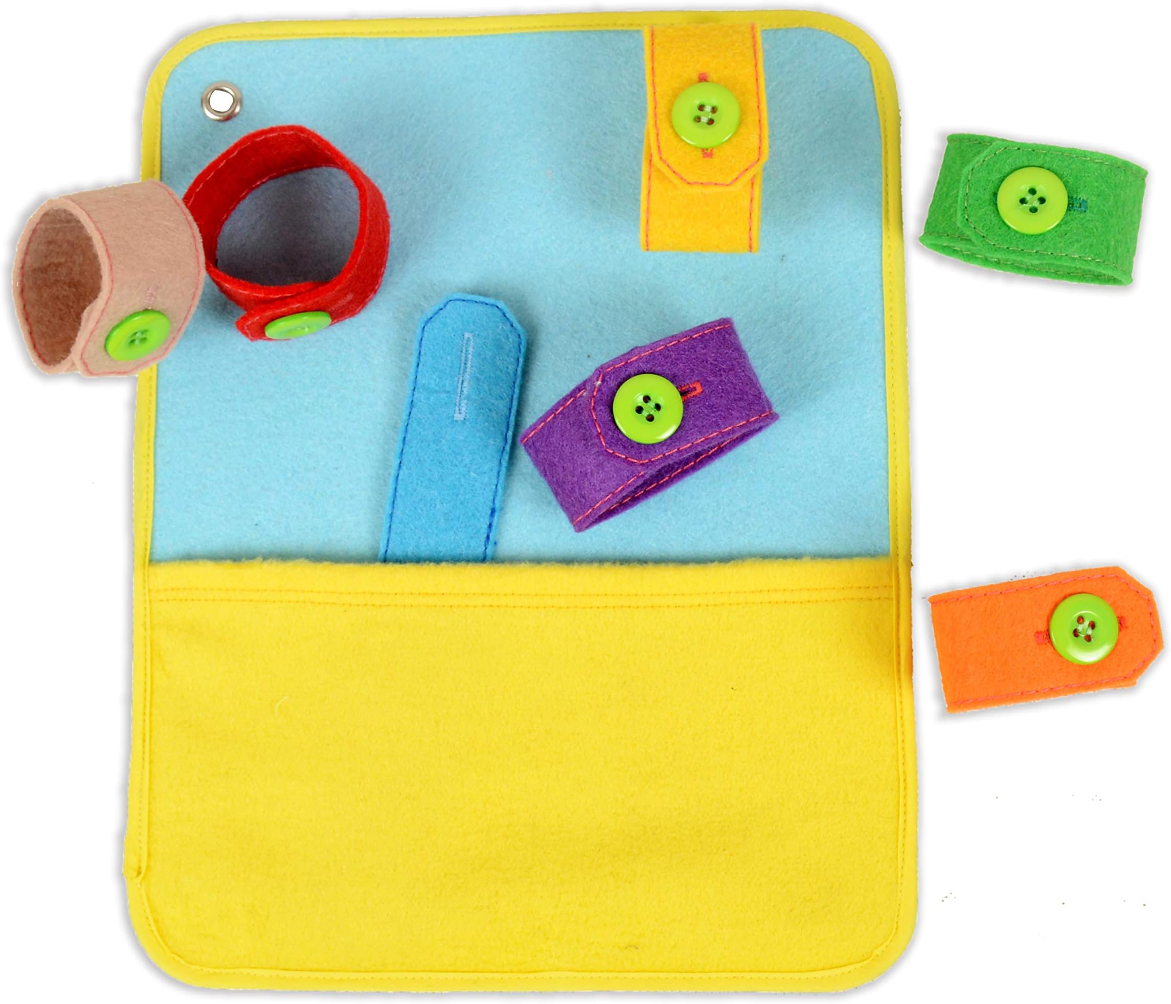 Yoovi Soft Felt Montessori Educational Toy Toddler Felt Button Quiet Busy Book Page for Kids Daycare Preschool Kindergarten Activity Book Page Board (Button)