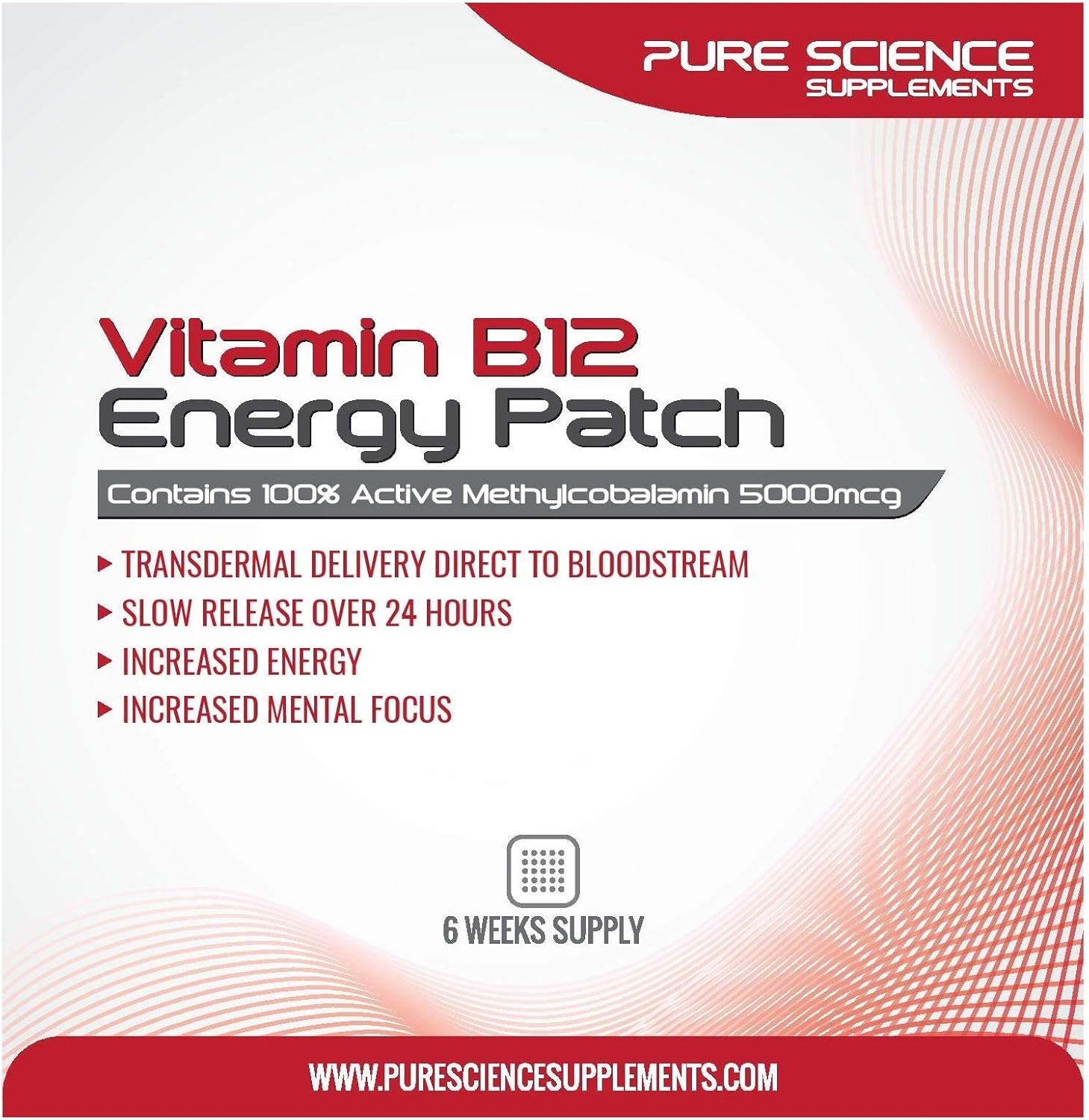 Pure Science Transdermal Vitamin B12 Patches 5000mcg 6 Weeks Supply Amazon Co Uk Health Personal Care