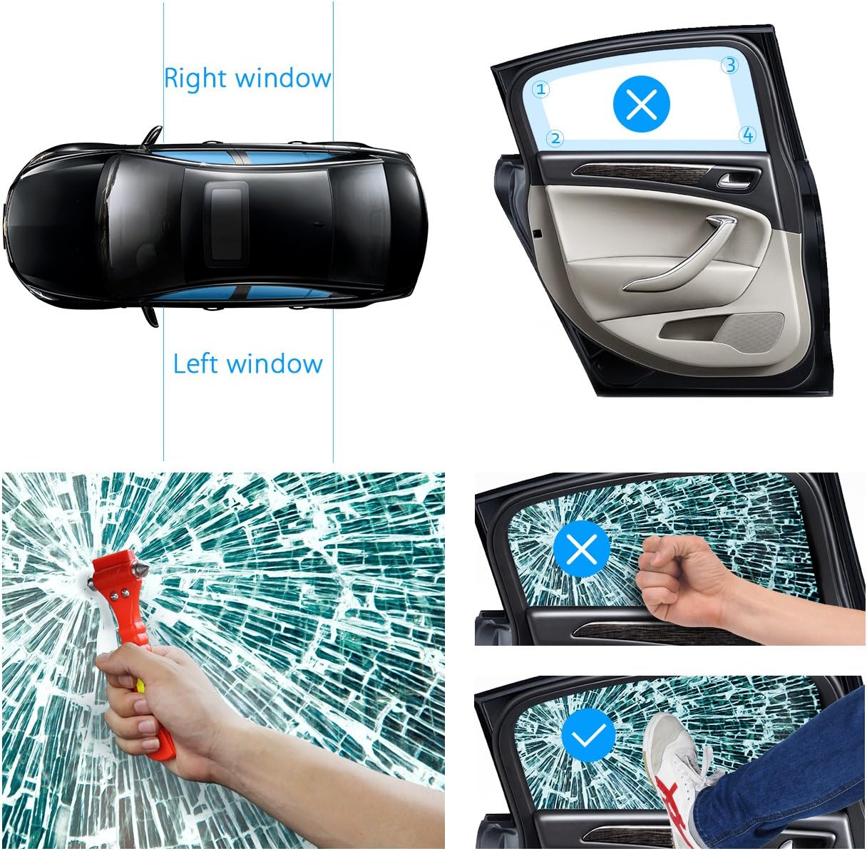 VicTsing 2 Pack Car Safety Hammer, Emergency Escape Tool with Car Window Breaker and Seat Belt Cutter, Life Saving Survival Kit: Automotive