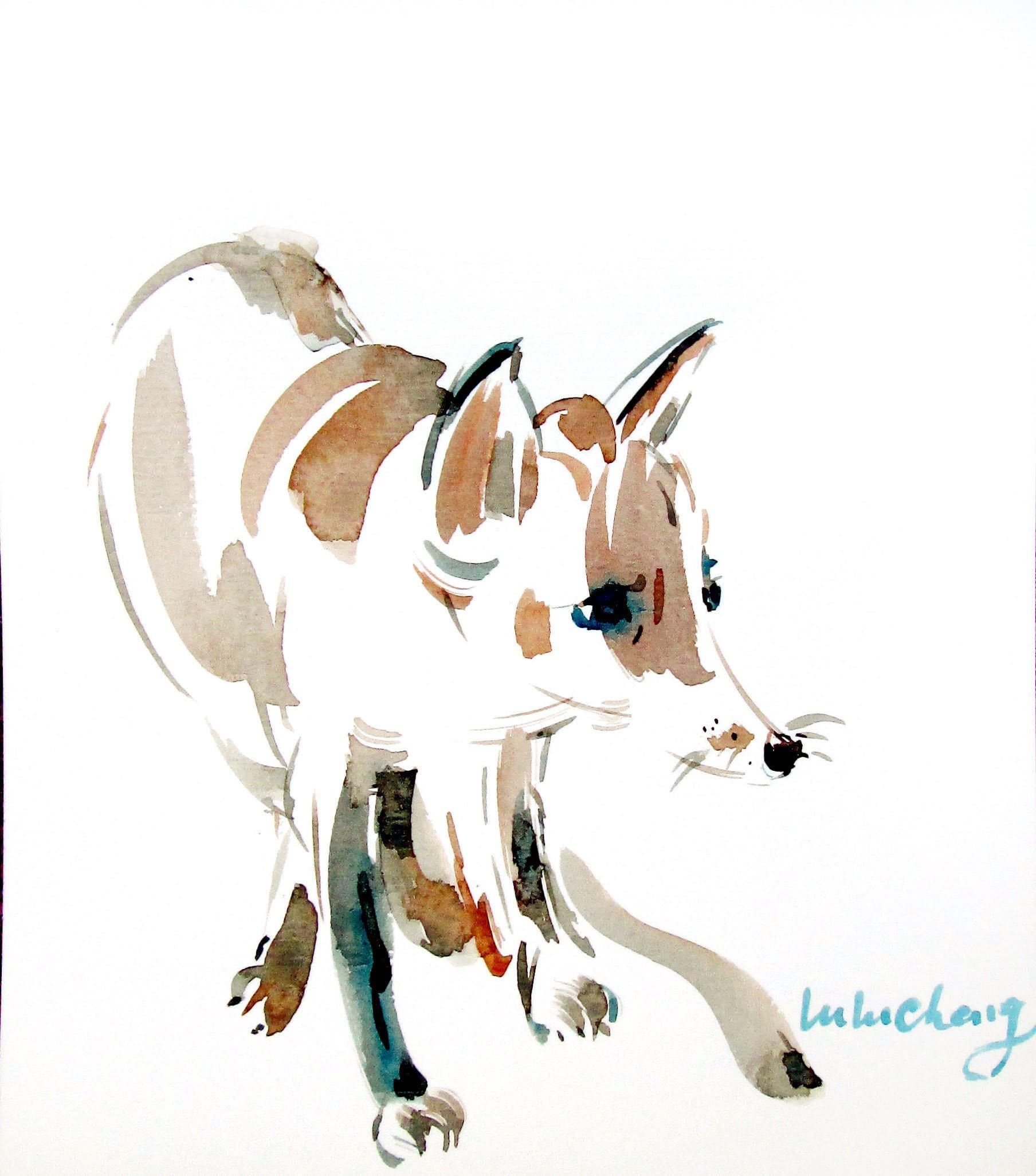 Fox painting Fox watercolour Animals brush painting Asian ink painting Wildanimals painting Original fox painting