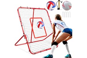 PRAOUTSAD Official Balls + Installation-Free Practice Volleyball Rebounder Net for Backyard Training Baseball Soccer Rebounder - Adjustable 7 Angles x 4 Zones - Easy Setup All Angle Training Ball Improve Skill