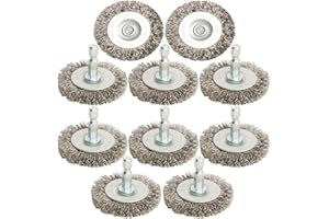 Hiqalty 10pcs 2" Stainless Steel Wire Wheel Brushes Kit for Drill with 1/4-Inch Hex Shank