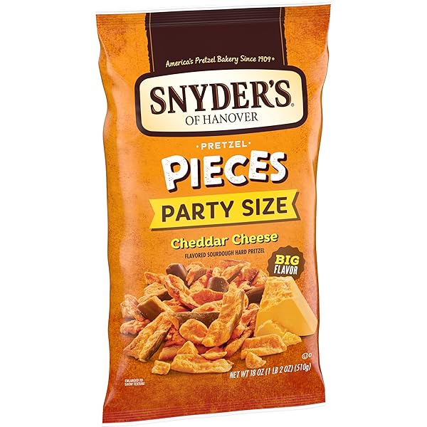 SNYDER’S OF HANOVER PRETZEL PIECES, CHEDDAR CHEESE, PARTY SIZE, 18 OZ