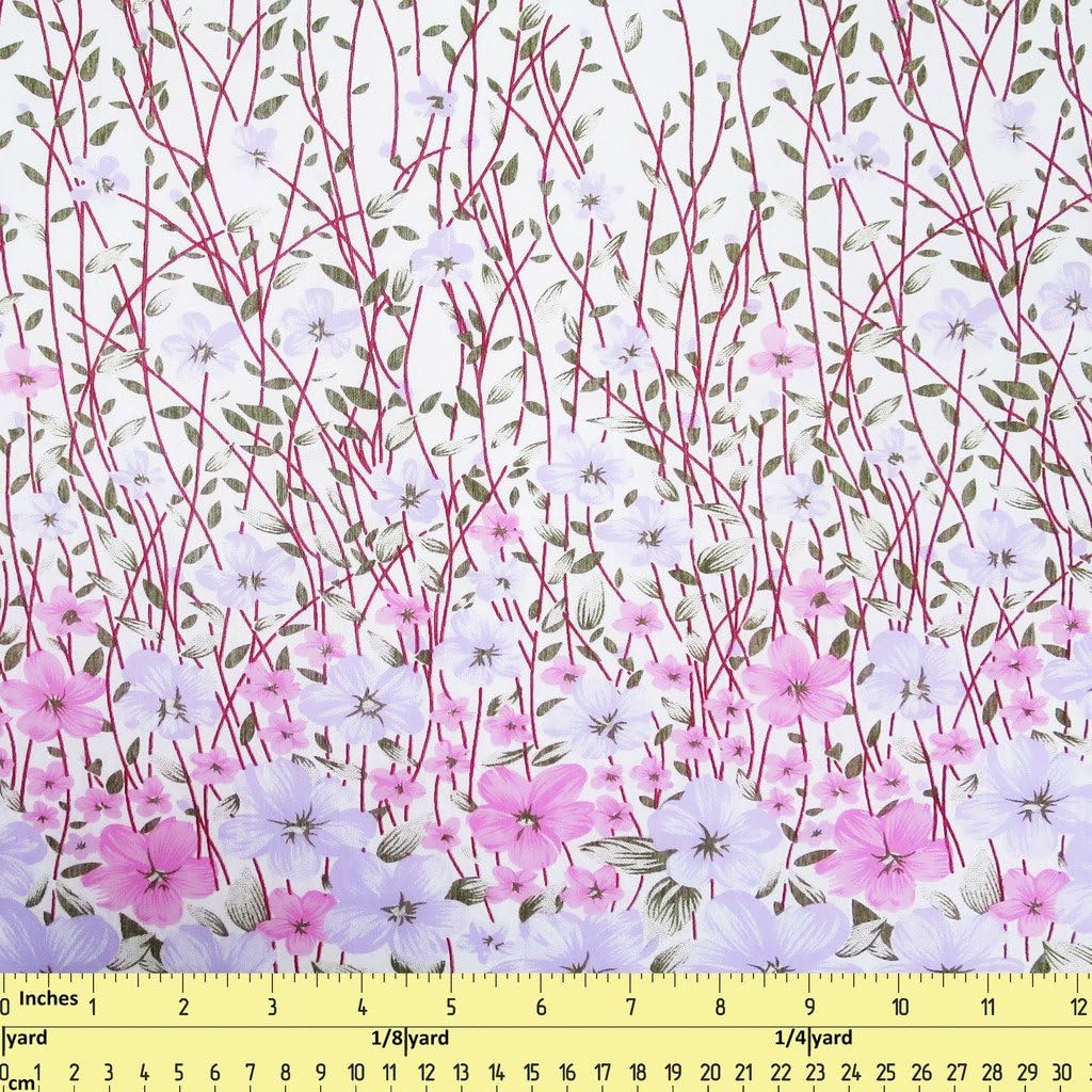Spring Flower Garden Pink Purple DIY Cloth Fabric