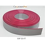 Connectors Pro - 16P 10.1 Meters or 33 Feet Roll 1.27mm 0.05 inches Pitch IDC Flat Ribbon Cable for 2.54mm 0.1" Spacing Conne