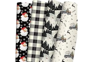 SaringSwoon Christmas Wrapping Paper - Santa Wrapping Paper with Winter Woodland, Reindeer, Merry Christmas, Black White Plaid & Vintage Truck Designs - 40×28 Inches, 6 Folded Sheets, Easy Storage