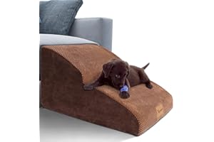 Topmart High Density Extended Foam Dog Ramp&Steps 2 Tiers,11.8" High,Non-Slip Dog Stairs,Soft Foam Pet Ladder with Waterproof Cover,Best for Injured,Older Cats,Pets with Joint Pain