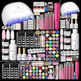 PEACECOLOR Acrylic Nail Kit for Beginners with nail drill and lamp | Professional Acrylic Powder Set, Base &amp; Top Coat, 36pcs Glitters, 4 Color Gel Polish, Nail Lamp, Nail Kit for Home DIY Salon