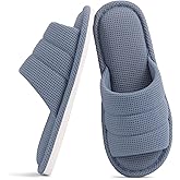 Shevalues Summer House Slippers for Women Men Breathable Waffle Indoor Slippers Slip-on Open Toe Home Shoes