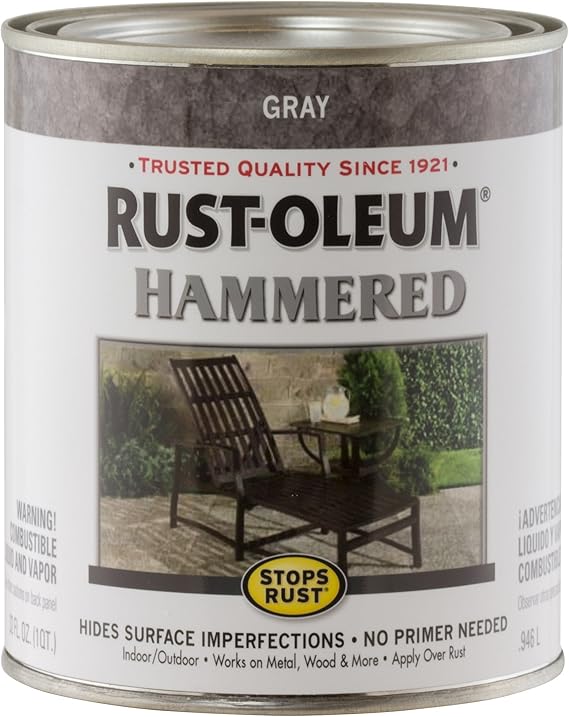 RustOleum 7214502 Hammered Metal Finish, Gray, 1Quart