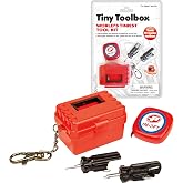 PMT Holdings World's Tiniest Tool Box - Includes; Flathead Driver, Screw Driver, Measuring Tape, Tool Box Carry Case on a Keychain
