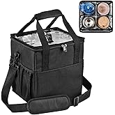 Reusable Drink Carrier with Handle,4 Cup Insulated Portable Coffee Cup Holder Bag with Shoulder Strap Adjustable Dividers Foldable Tray,Water Bottle Caddy,Beverage Drinks,for Porta Vasos Para Delivery