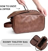 Elviros Water-Resistant PU Leather Toiletry Bag Large Travel Dopp Kit Dark Brown view 5