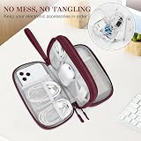 FYY Travel Cable Organiser 2-Layer Waterproof Electronics Pouch S-Wine Red view 5