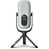JLab JBuds Talk USB-C Microphone with Cardioid, Omni, Stereo, bi-Directional Modes, gain and Mute Controls, 3.5mm aux, White