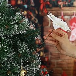 GREENTIME 12 Pcs Glitter Poinsettia 5.5" Artificial