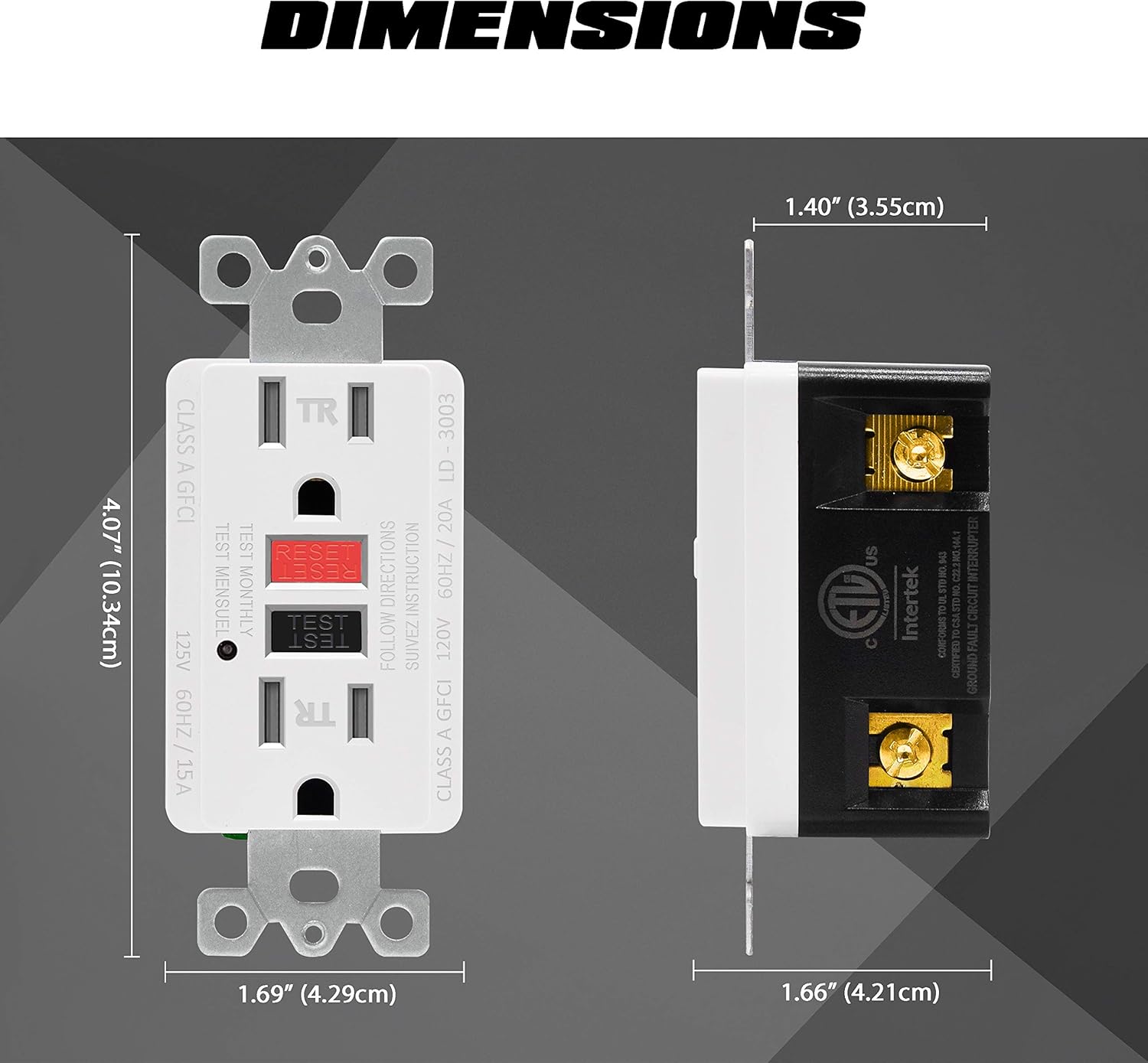 2 Pack - ELECTECK 15A/125V Tamper Resistant GFCI Outlet, Decor Receptacle with LED Indicator, Decorator Wall Plate and Screws Included, Red Button for Reset and Black for Test, ETL Certified, White: Industrial & Scientific