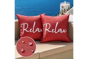 MIULEE Outdoor Waterproof Throw Pillow Covers Set of 2 Relax Decorative Outdoor Square Pillowcases for Chair Patio Garden Couch Tent Balcony Sofa Red 20x20 Inch