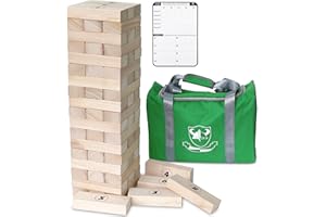 Jac & Mok Tumble Tower Game Set, Stacking Tower Game, Timber Tumbling Tower Outdoor Games, Wooden Blocks Stacking Game - Incl