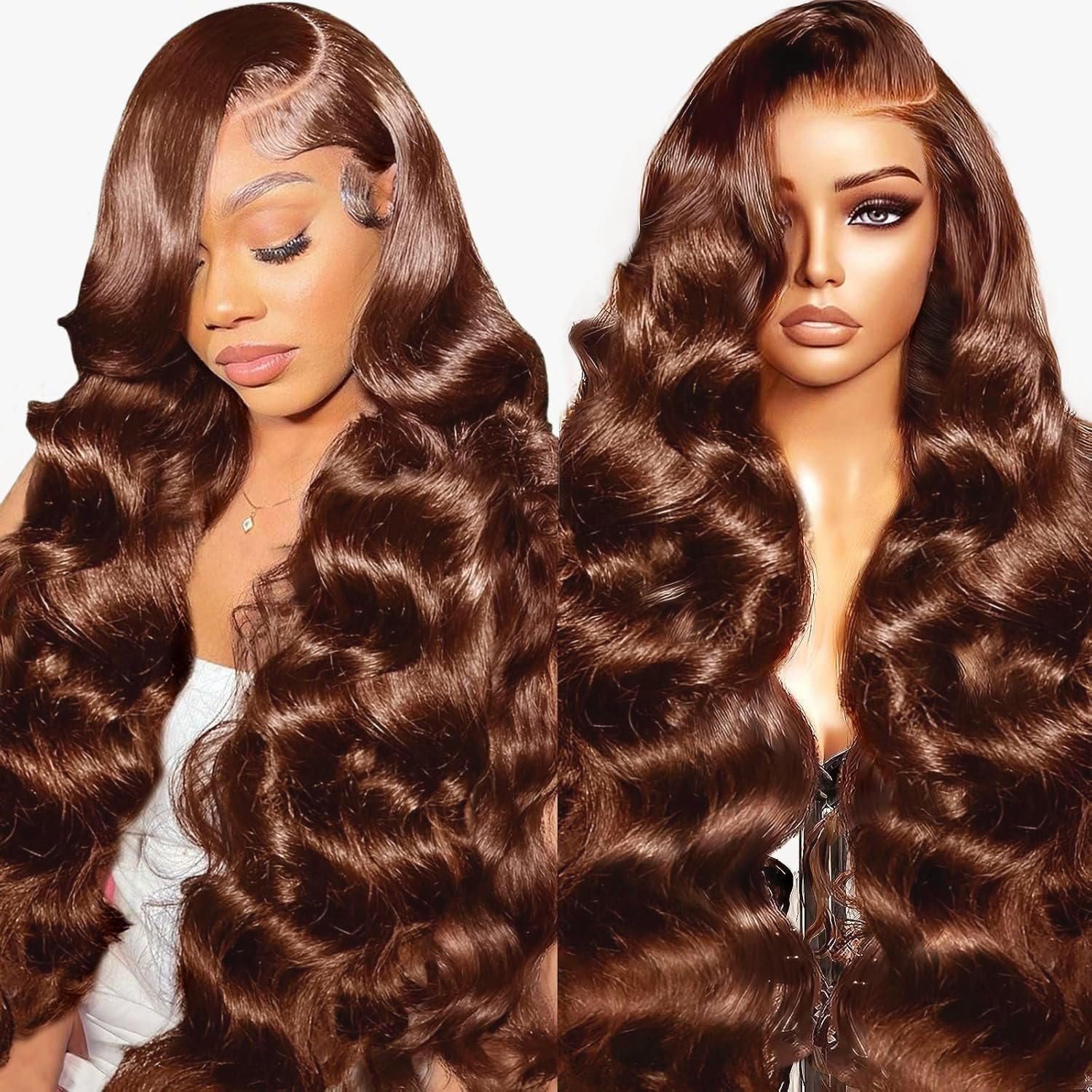 Body Wave Human Hair Wig 180% Density 13x4 Lace Front Wigs Human Hair Wig for Women, Brazilian Virgin Human Hair With Baby Hair Pre plucked Natural Hairline Light Brown 30 Inch — image 1
