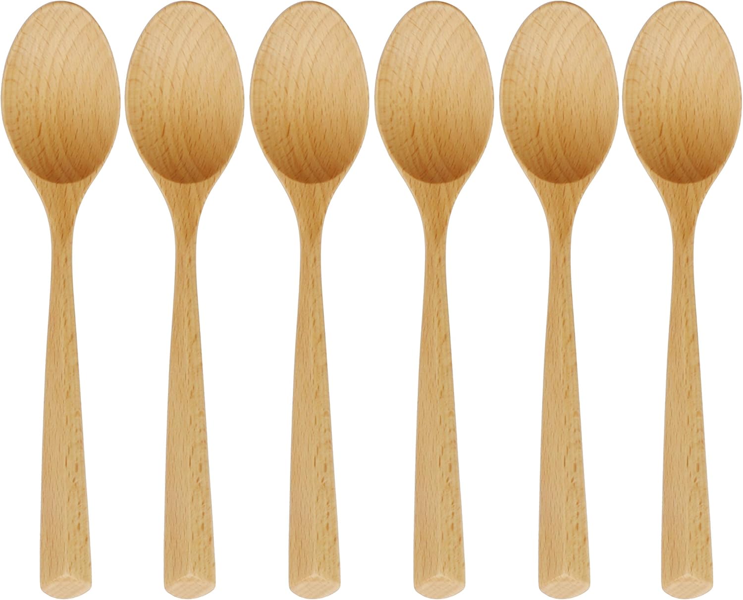 Wooden Spoons Set, ADLORYEA 6 Piece Natural Wood Utensils, 7.7 Inch Handmade Korean Wooden Spoon for Eating Pasta, Dinner, Tea, Salad Desserts, Chips, Snacks, Cereal, Fruit