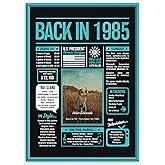Personalized 40th Birthday Party Decorations - Back in 1985 Poster Custom Name & Photo for 40 Year Old, Happy 40th BDay Sign, Unique 40 Birthday Gifts for Men Women Husband Wife, Table Decor