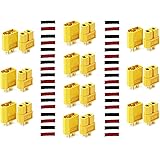 Finware 10 Pairs XT60 XT-60 Male Female Bullet Connectors Power Plugs with Heat Shrink for RC Lipo Battery