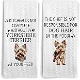 BitKAM Funny Yorkshire Terrier Kitchen Towels, Yorkshire Terrier Gifts for Women Dish Tea Towels for Kitchen, Yorkie Gifts Decorative Hand Towels, 16x24 Inch Set of 2