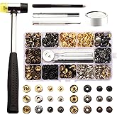 LYDNA - Kit de cierres a presión para cuero, juego de 120 botones de metal de 0.472 pulgadas con 4 herramientas de ajuste, 1 
