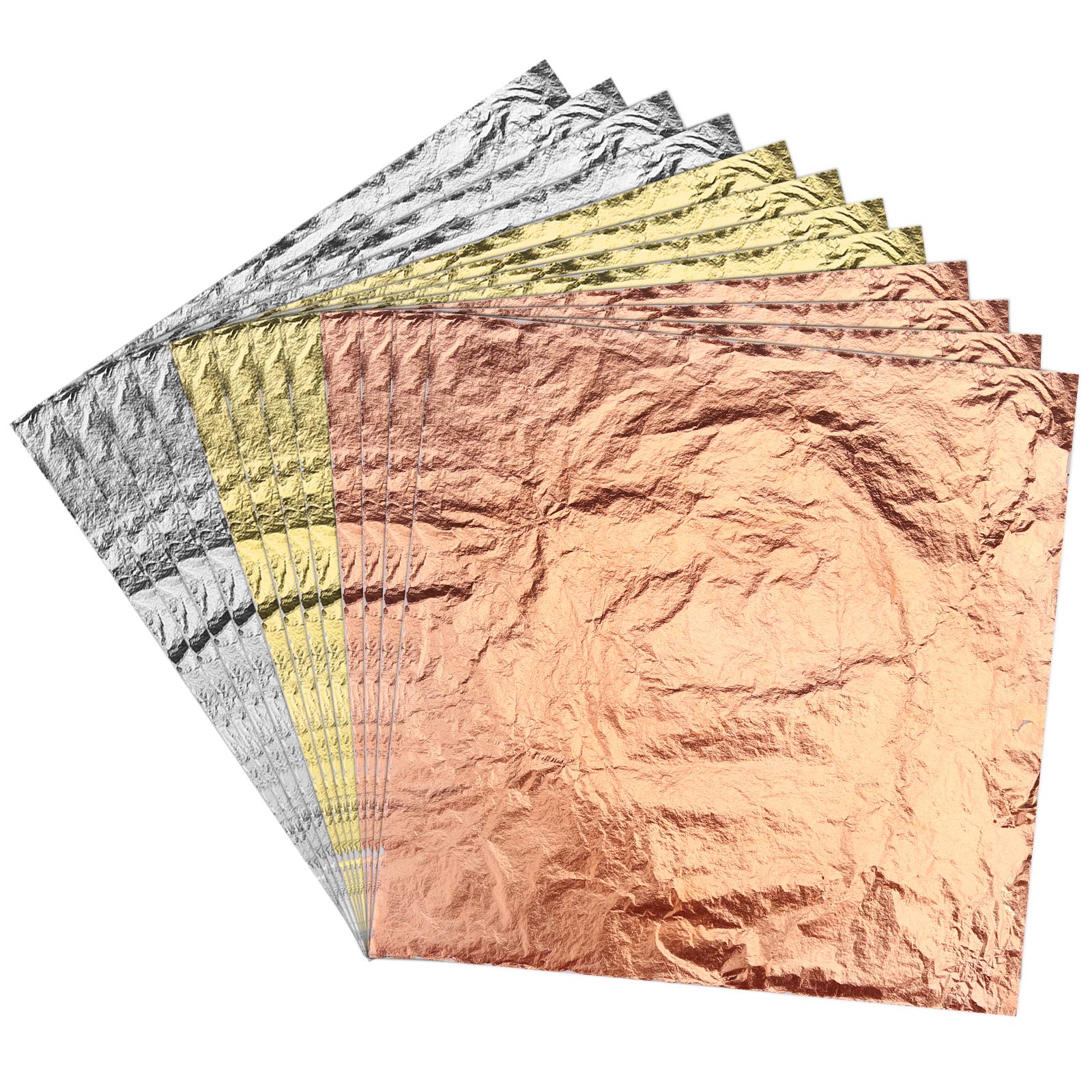 LUTER 5.5x5.5 Inch 150 Sheets Imitation Gold Silver Copper Leaf for DIY Gilding Crafting Arts Project Decoration