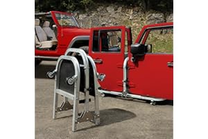 EZTRUNK Aluminum-Silver 4 Door Folding Rolling Door Cart, Storage Door Rack Holder Stand fits Jeep® Wrangler JL JLU JK JKU TJ YJ and Gladiator JT